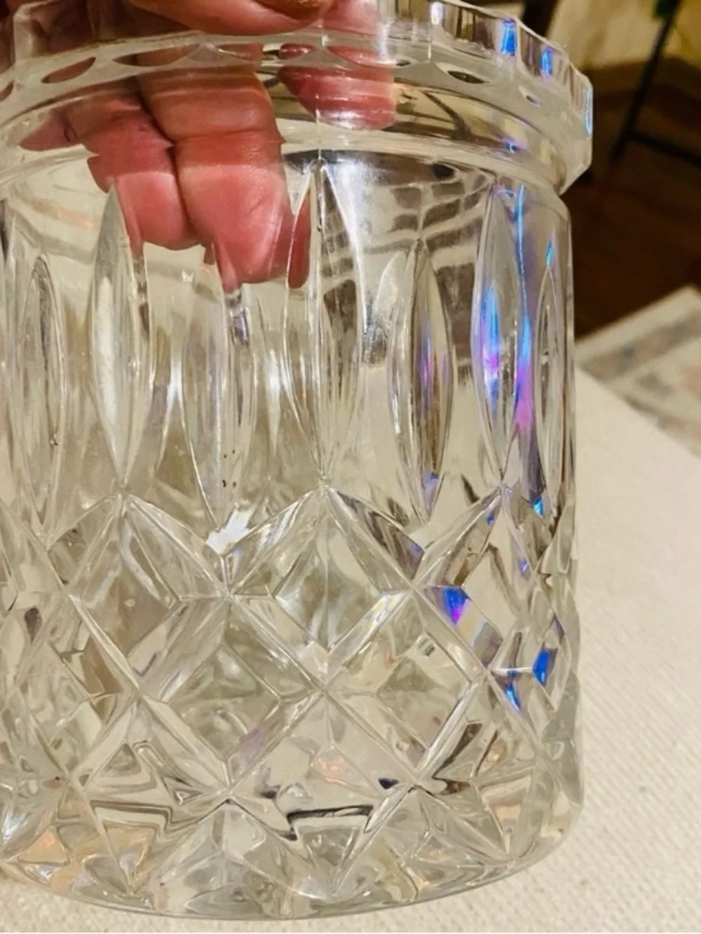Vintage Clear Crystal Cut champagne cooler heavy Glass Decorative Vase by